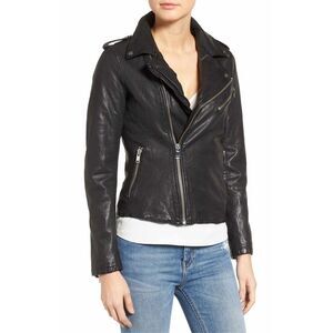 Lamarque Womens Kiyoshi XNB Lambskin Leather Moto Jacket Medium Black NWT $695